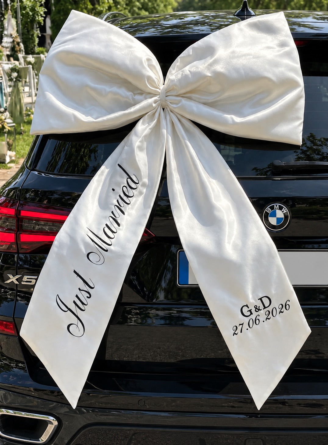 Personalized Just Married Car Bow