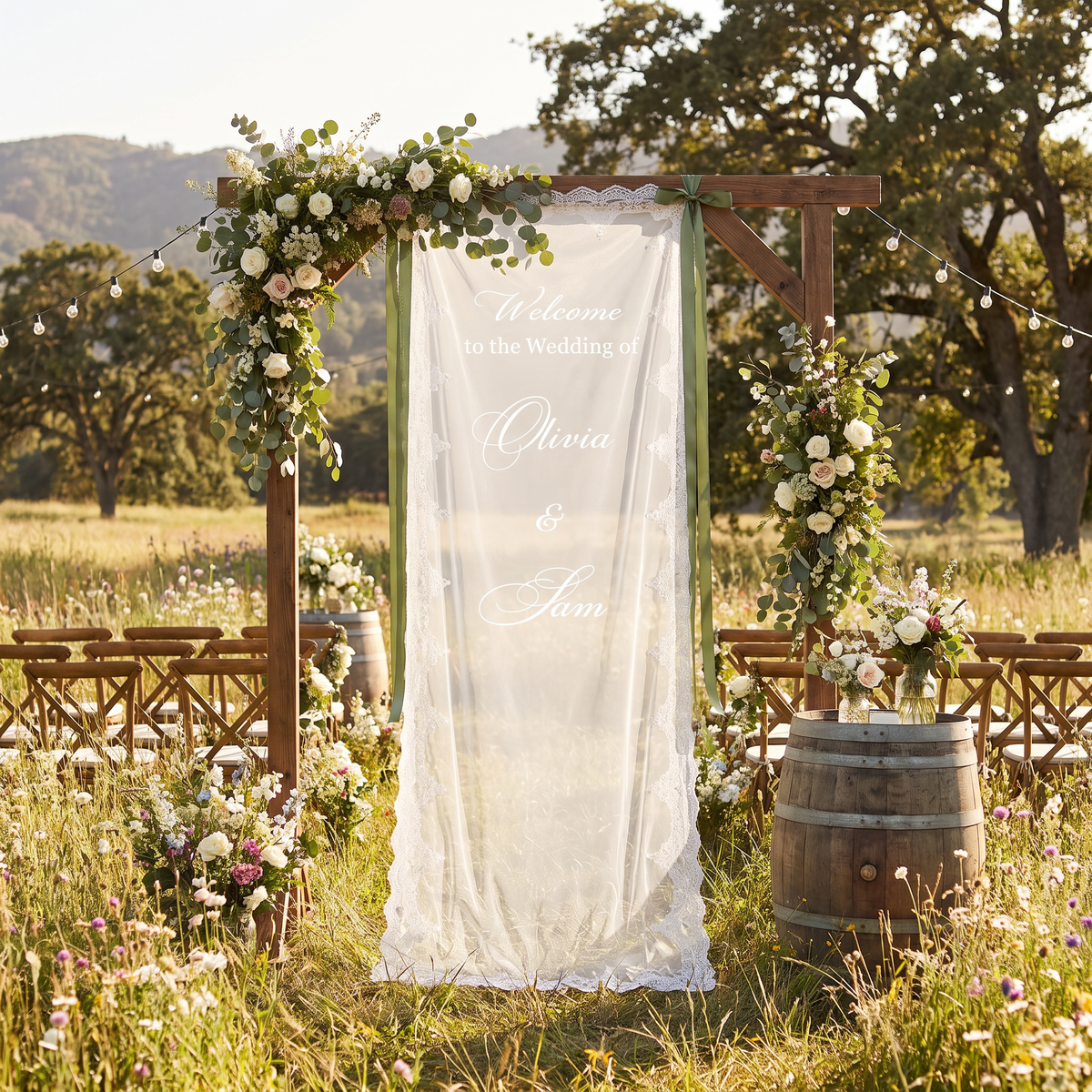 Personalized Lace Welcome Sign